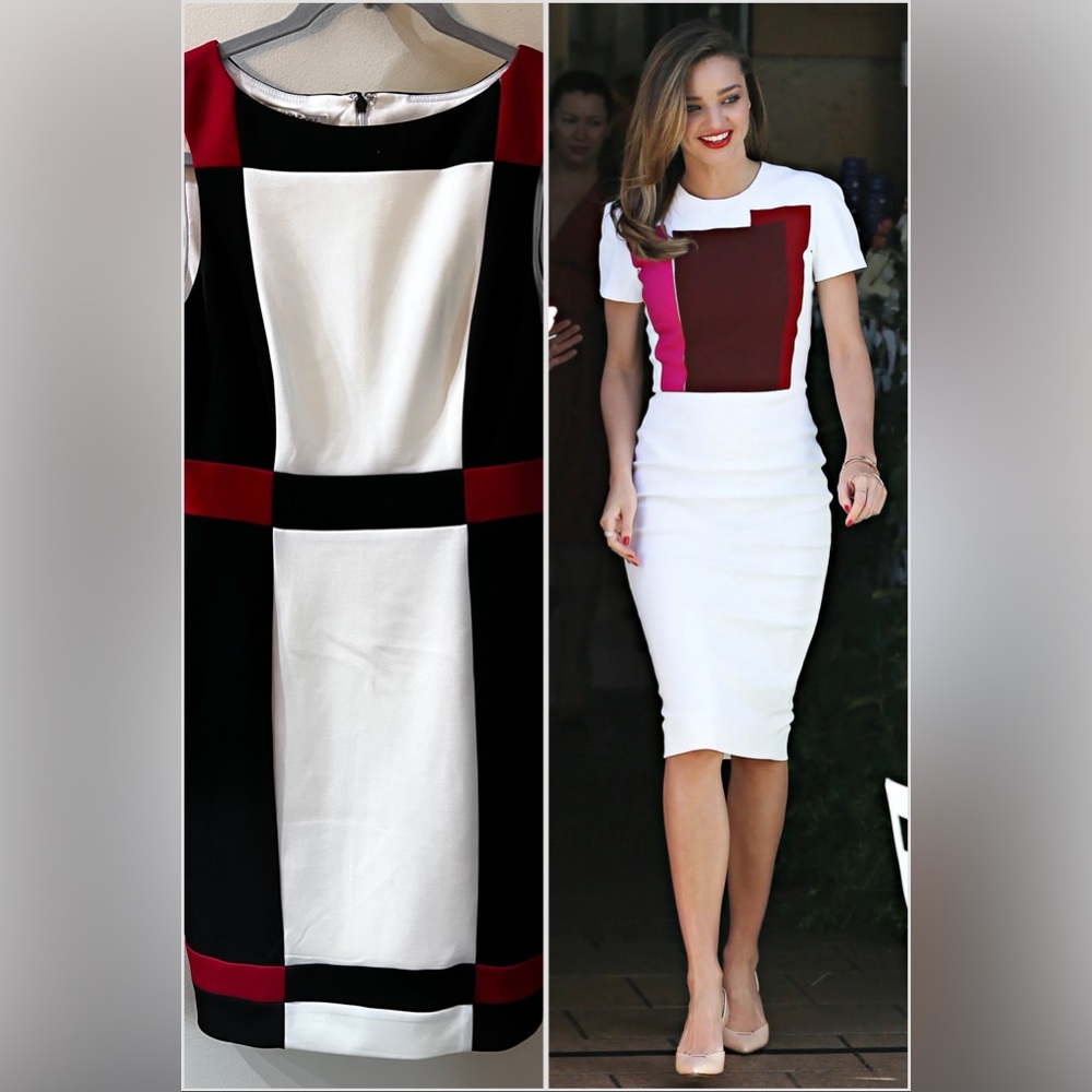 Maggy London Red Black White Colorblock Dress